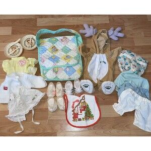Vintage Cabbage Patch Clothing and accessories Diaper Bag Deer Pjs Plates Shoes